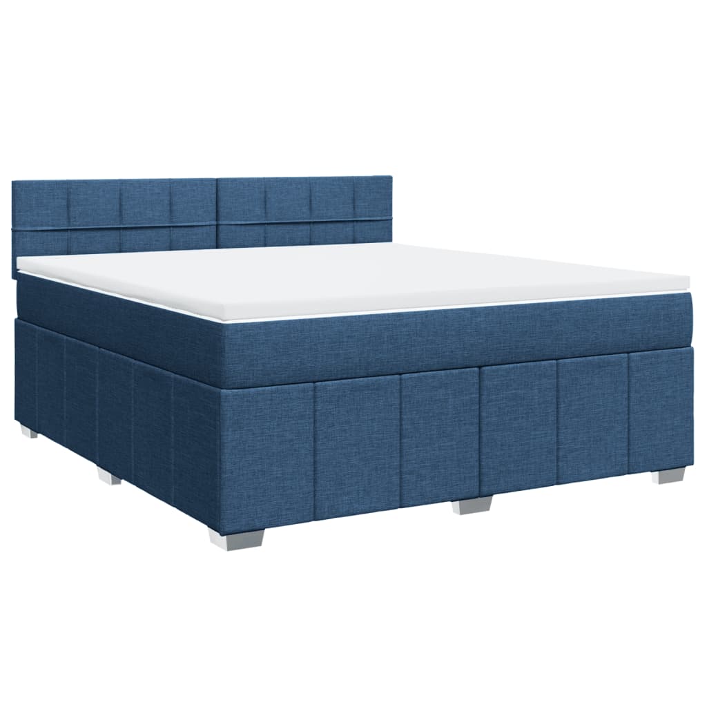 Κρεβάτι Boxspring με Στρώμα Μπλε 180x200 εκ. Υφασμάτινο - Pakobazaar