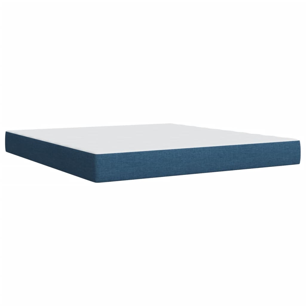 Κρεβάτι Boxspring με Στρώμα Μπλε 180x200 εκ. Υφασμάτινο - Pakobazaar