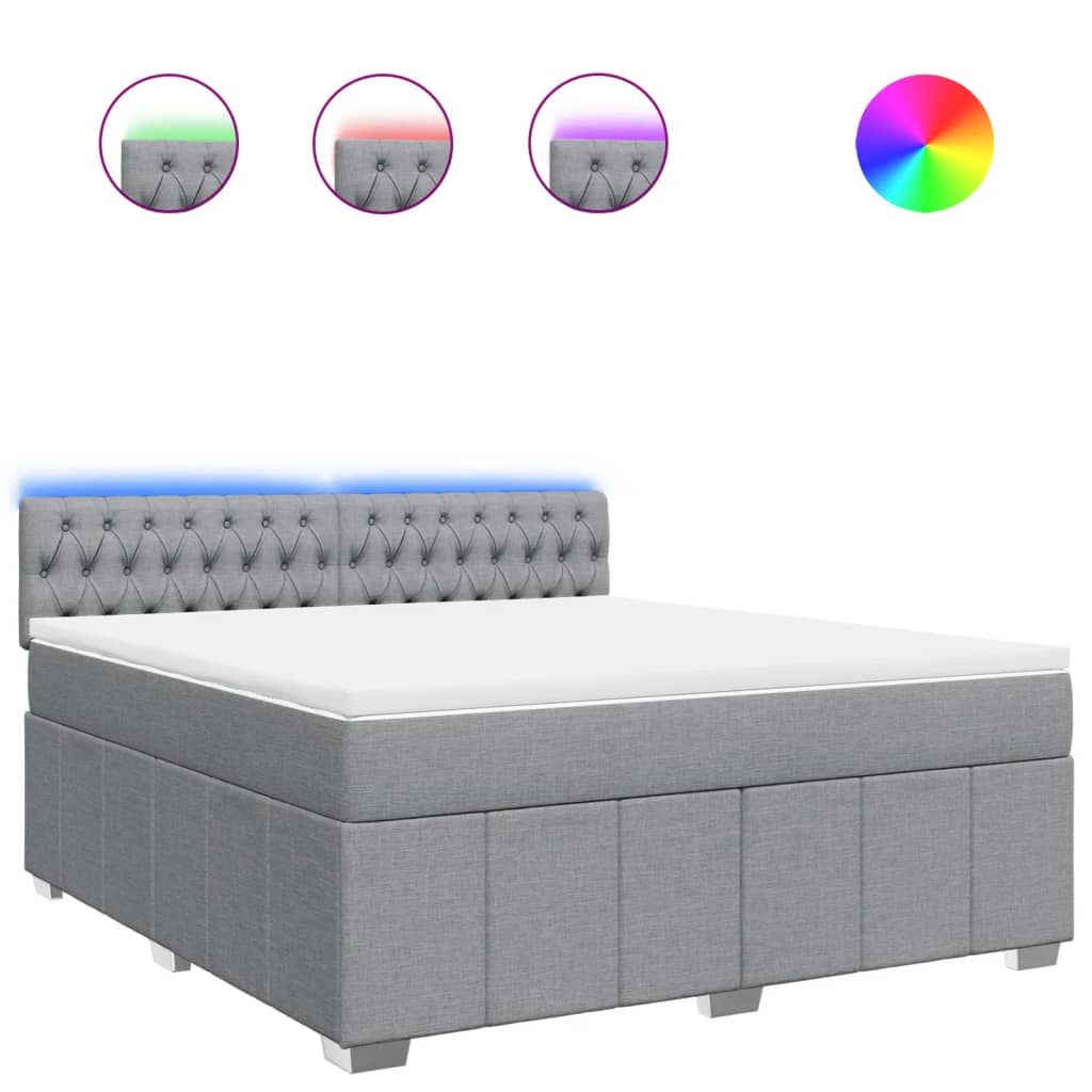 Κρεβάτι Boxspring με Στρώμα Ανοιχτό Γκρι 180x200 εκ. Υφασμάτινο - Pakobazaar