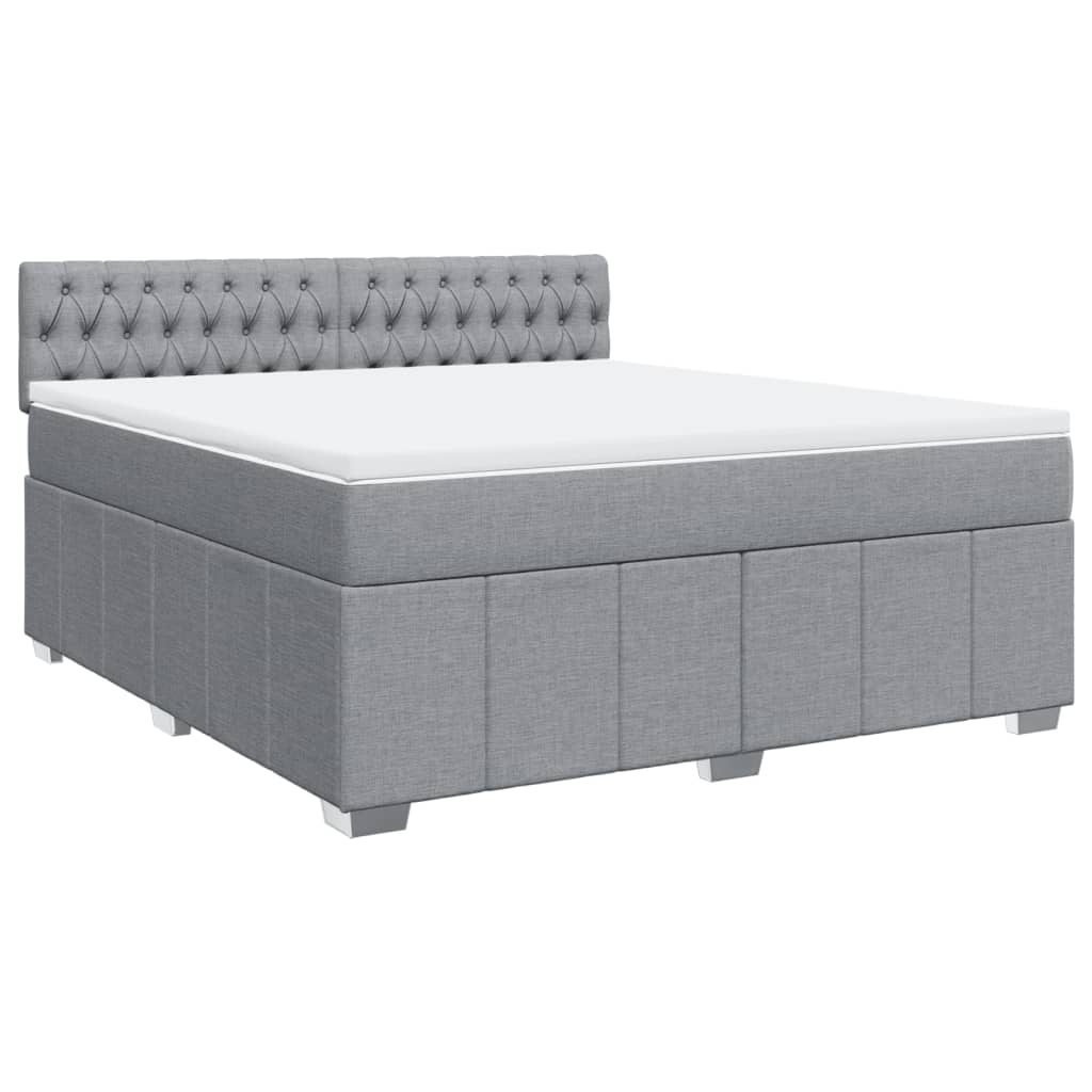 Κρεβάτι Boxspring με Στρώμα Ανοιχτό Γκρι 180x200 εκ. Υφασμάτινο - Pakobazaar