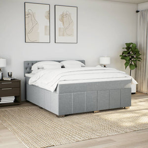 Κρεβάτι Boxspring με Στρώμα Ανοιχτό Γκρι 180x200 εκ. Υφασμάτινο - Pakobazaar