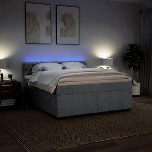 Κρεβάτι Boxspring με Στρώμα Ανοιχτό Γκρι 180x200 εκ. Υφασμάτινο - Pakobazaar