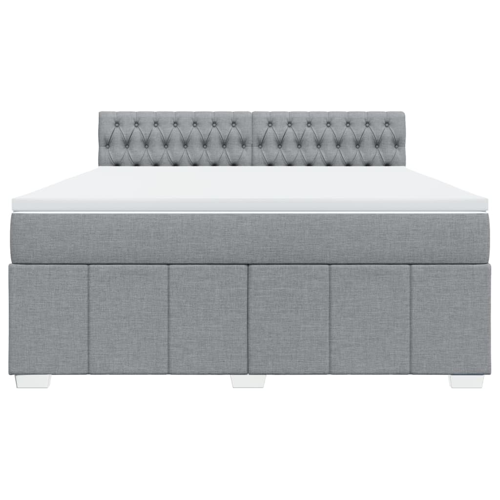 Κρεβάτι Boxspring με Στρώμα Ανοιχτό Γκρι 180x200 εκ. Υφασμάτινο - Pakobazaar
