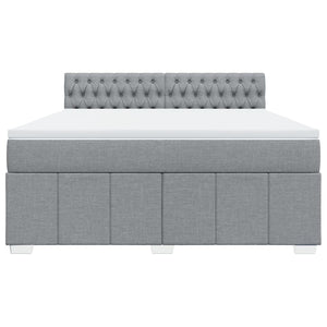 Κρεβάτι Boxspring με Στρώμα Ανοιχτό Γκρι 180x200 εκ. Υφασμάτινο - Pakobazaar