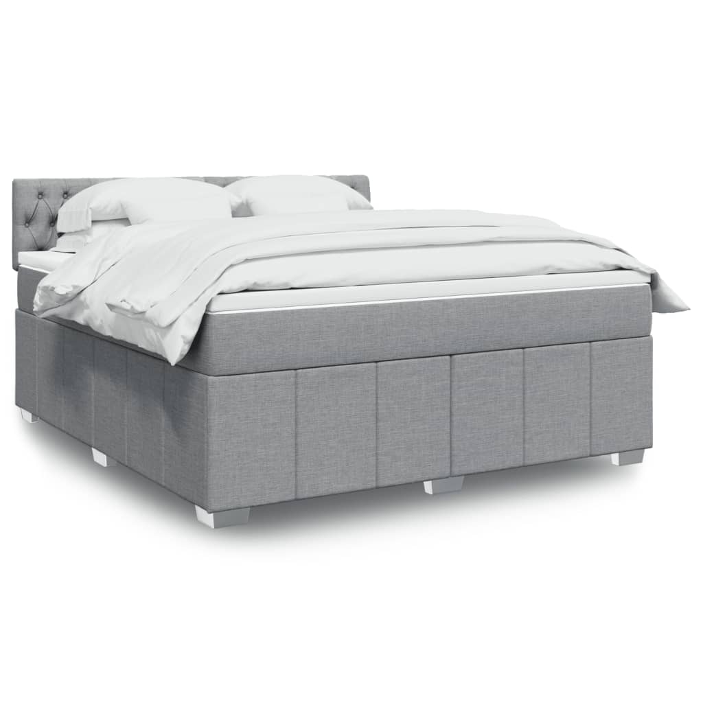 Κρεβάτι Boxspring με Στρώμα Ανοιχτό Γκρι 180x200 εκ. Υφασμάτινο - Pakobazaar