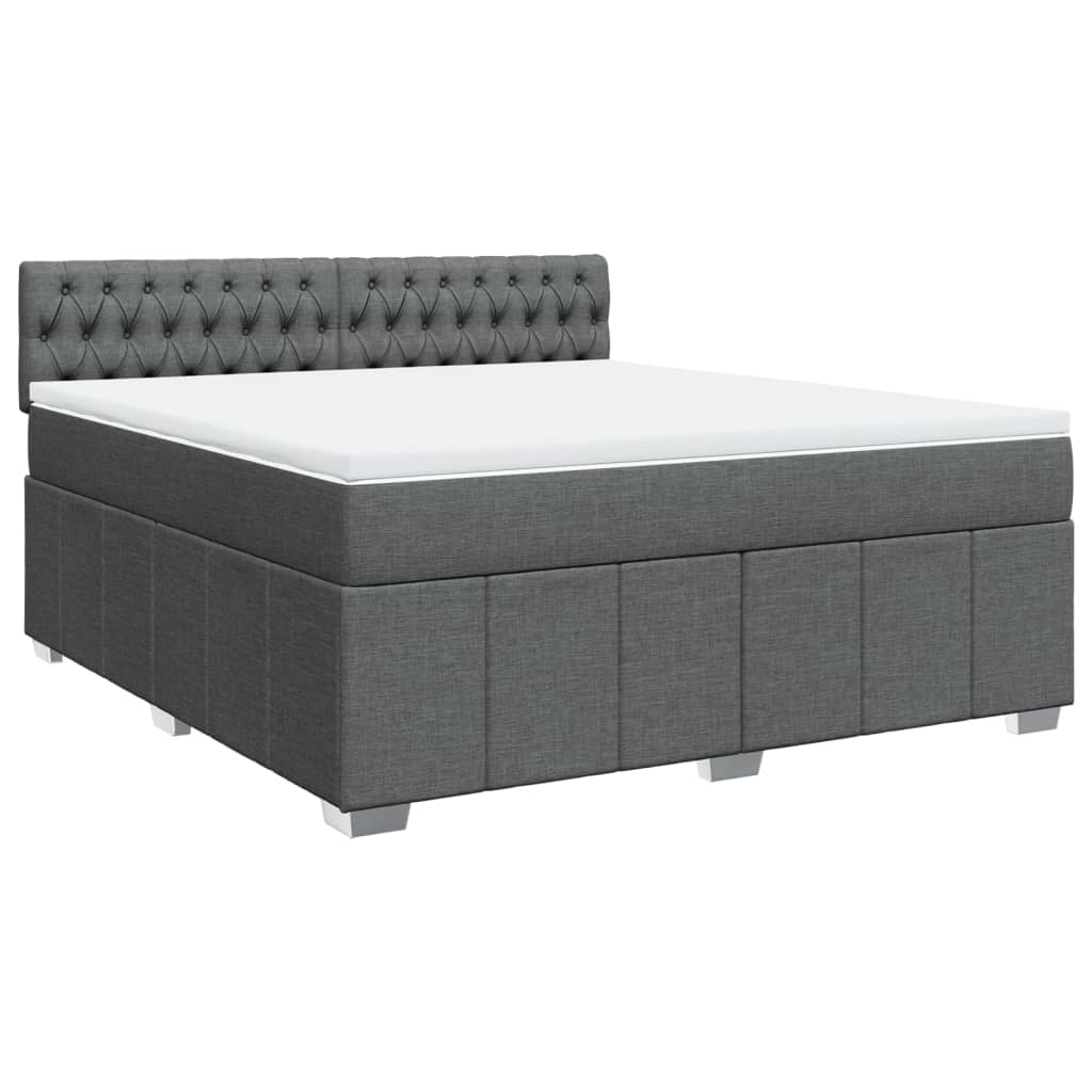 Κρεβάτι Boxspring με Στρώμα Σκούρο Γκρι 180x200 εκ Υφασμάτιν
