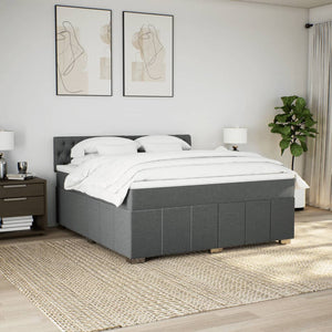 Κρεβάτι Boxspring με Στρώμα Σκούρο Γκρι 180x200 εκ Υφασμάτιν