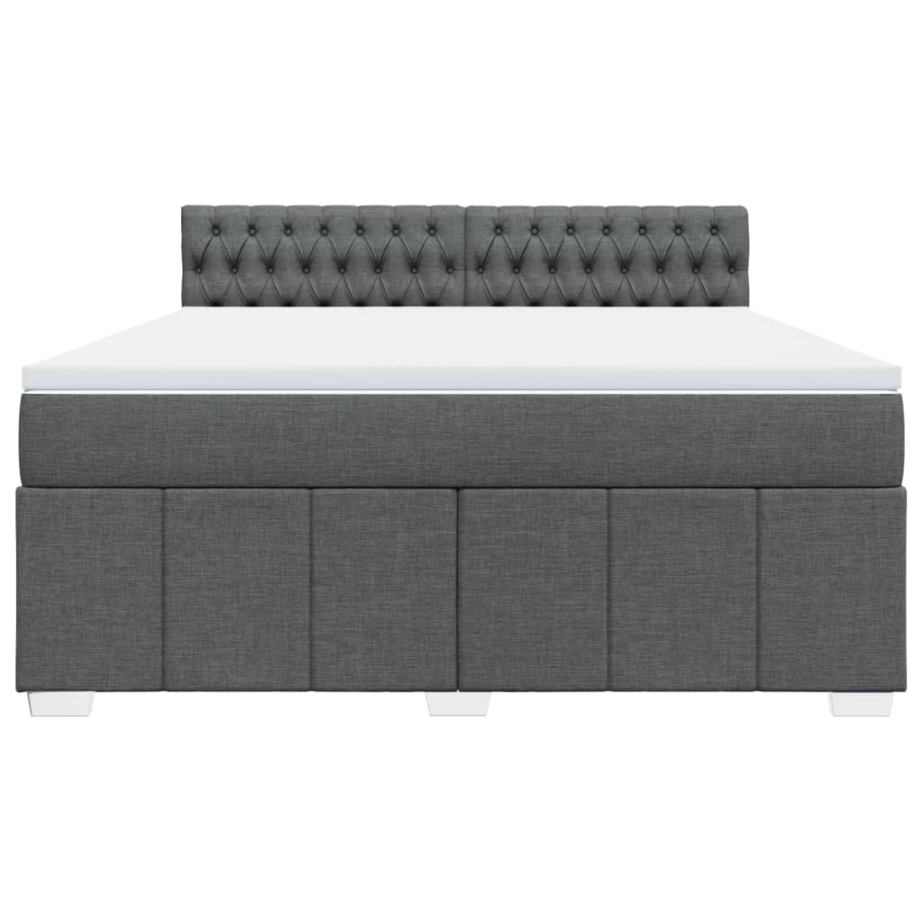 Κρεβάτι Boxspring με Στρώμα Σκούρο Γκρι 180x200 εκ Υφασμάτιν