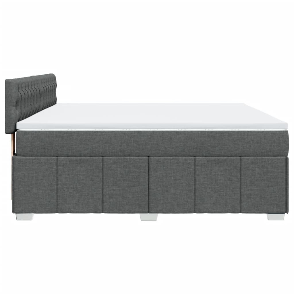 Κρεβάτι Boxspring με Στρώμα Σκούρο Γκρι 180x200 εκ Υφασμάτιν