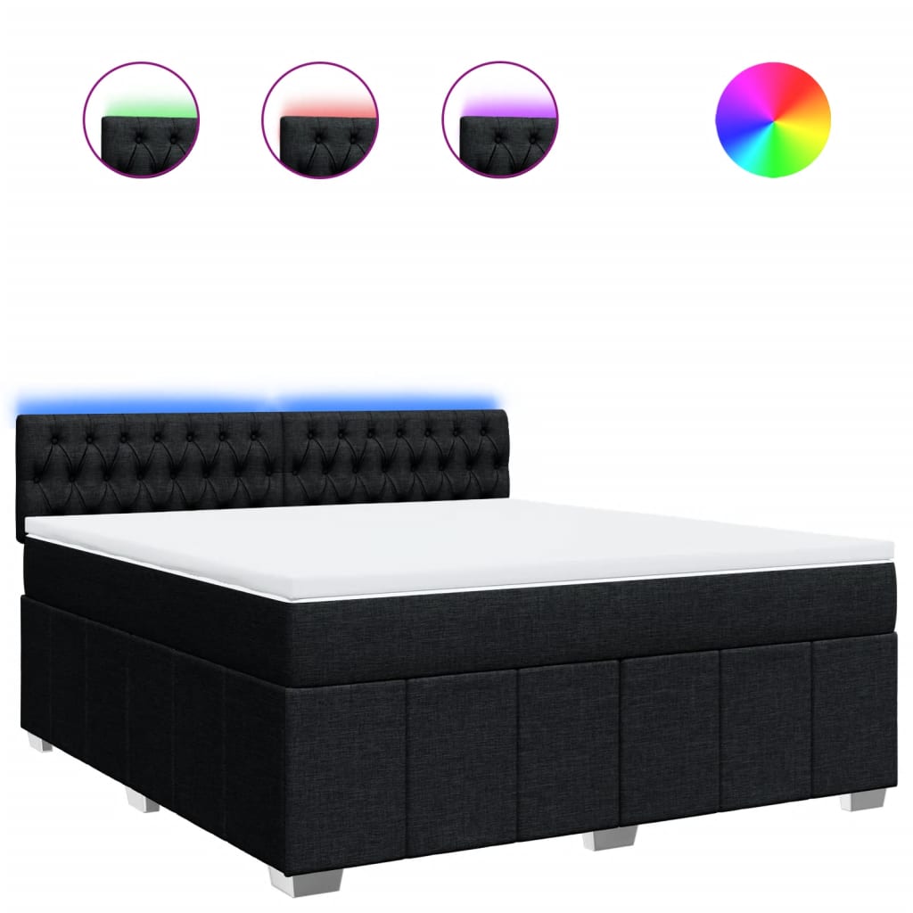 Κρεβάτι Boxspring με Στρώμα Μαύρο 180x200 εκ. Υφασμάτινο - Pakobazaar