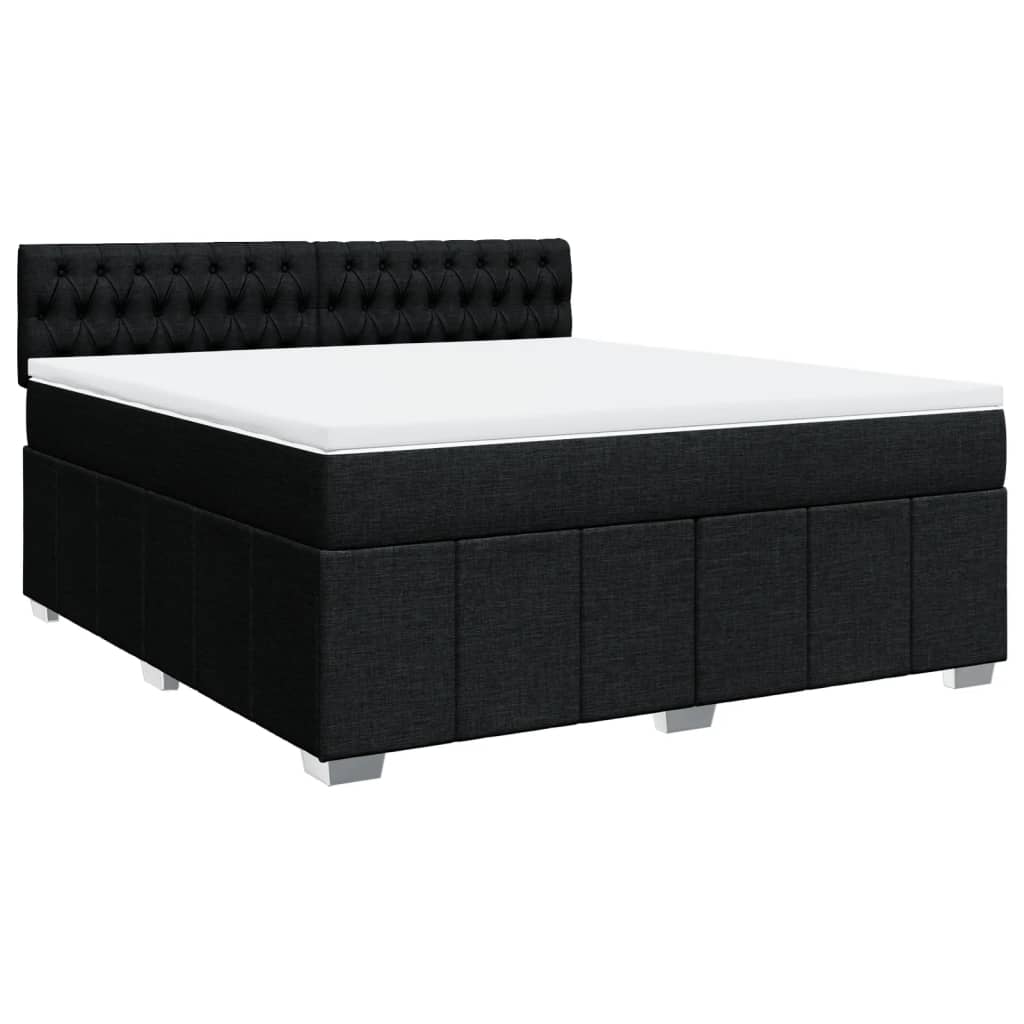 Κρεβάτι Boxspring με Στρώμα Μαύρο 180x200 εκ. Υφασμάτινο - Pakobazaar