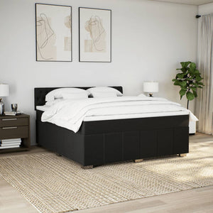 Κρεβάτι Boxspring με Στρώμα Μαύρο 180x200 εκ. Υφασμάτινο - Pakobazaar