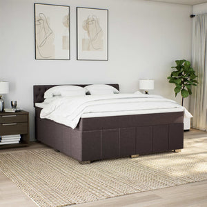 Κρεβάτι Boxspring με Στρώμα Σκούρο Καφέ 180x200 εκ Υφασμάτινο - Pakobazaar