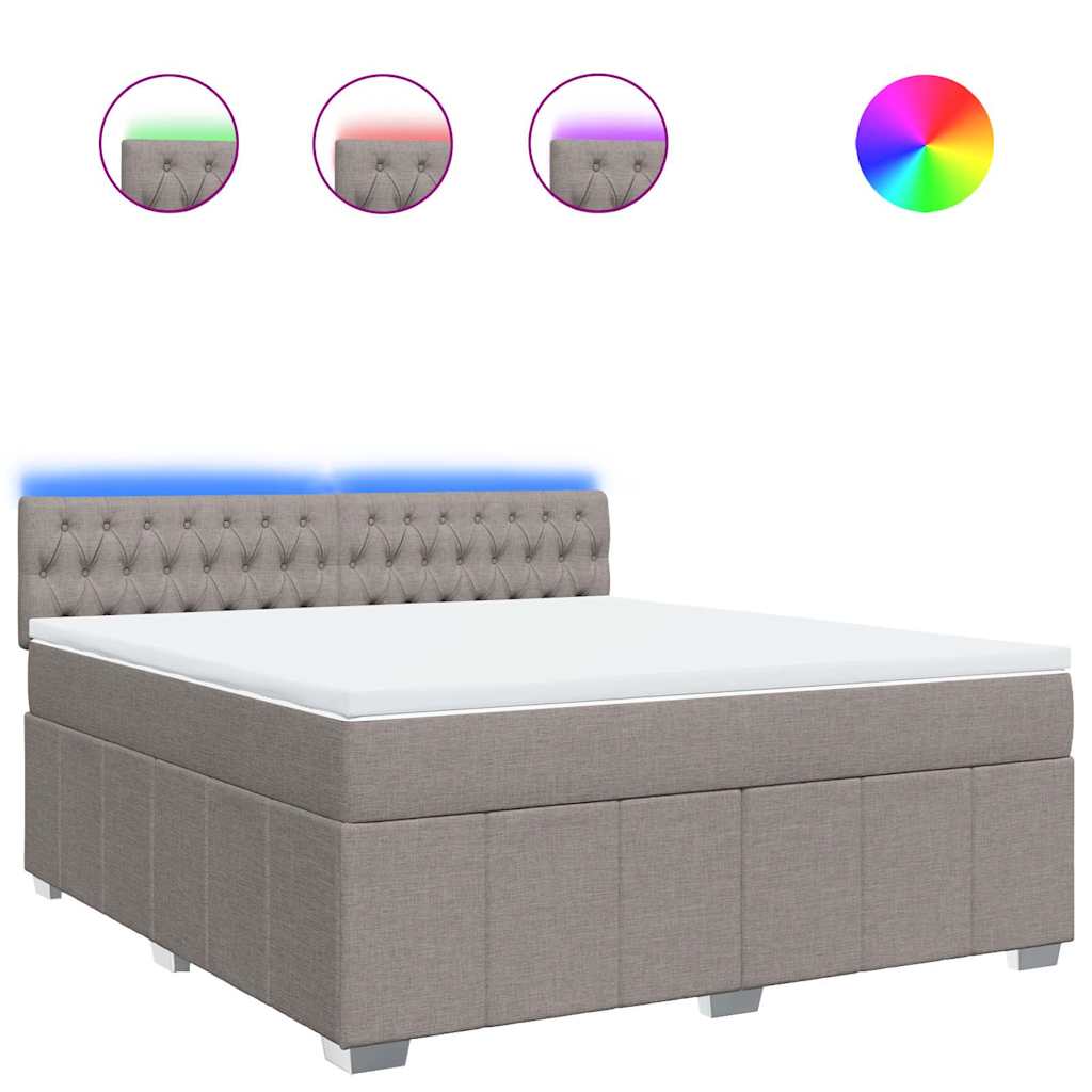 Κρεβάτι Boxspring με Στρώμα Taupe 180x200 εκ. Υφασμάτινο - Pakobazaar