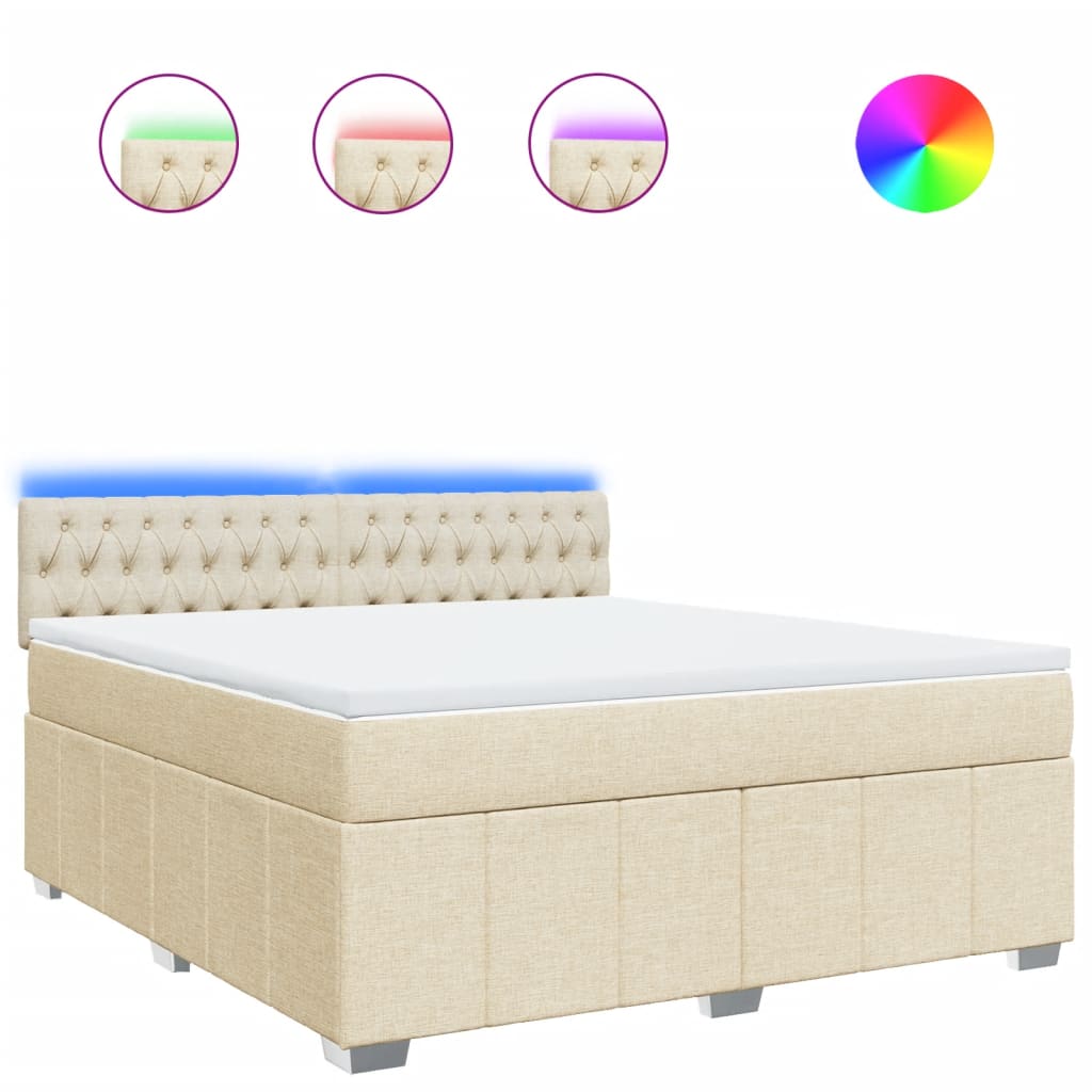 Κρεβάτι Boxspring με Στρώμα Κρεμ 180x200 εκ. Υφασμάτινο - Pakobazaar
