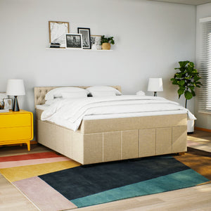 Κρεβάτι Boxspring με Στρώμα Κρεμ 180x200 εκ. Υφασμάτινο - Pakobazaar