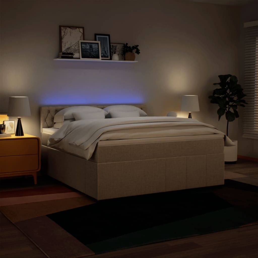Κρεβάτι Boxspring με Στρώμα Κρεμ 180x200 εκ. Υφασμάτινο - Pakobazaar
