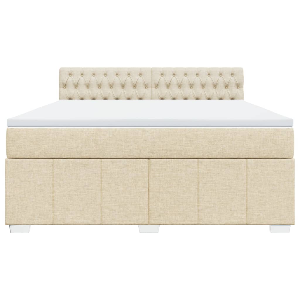 Κρεβάτι Boxspring με Στρώμα Κρεμ 180x200 εκ. Υφασμάτινο - Pakobazaar