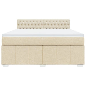 Κρεβάτι Boxspring με Στρώμα Κρεμ 180x200 εκ. Υφασμάτινο - Pakobazaar