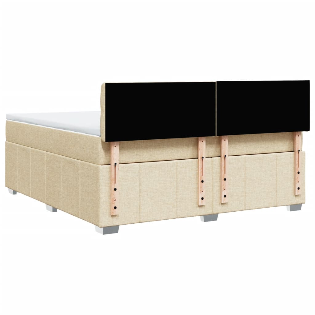 Κρεβάτι Boxspring με Στρώμα Κρεμ 180x200 εκ. Υφασμάτινο - Pakobazaar
