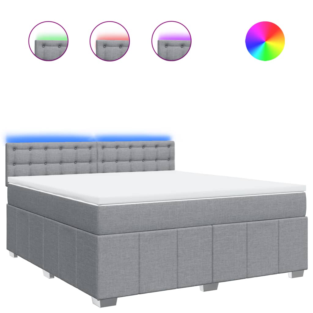 Κρεβάτι Boxspring με Στρώμα Ανοιχτό Γκρι 180x200 εκ. Υφασμάτινο - Pakobazaar