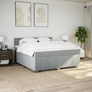 Κρεβάτι Boxspring με Στρώμα Ανοιχτό Γκρι 180x200 εκ. Υφασμάτινο - Pakobazaar