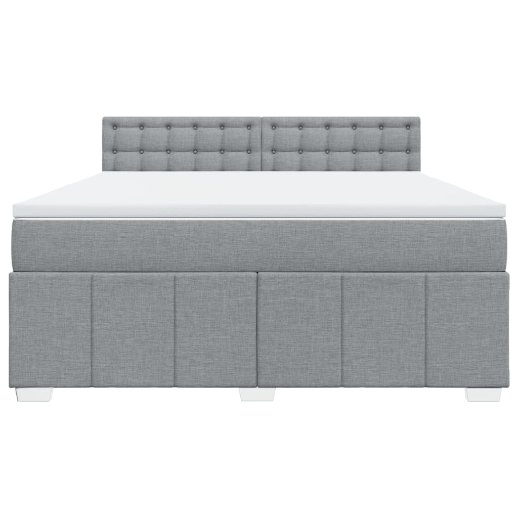Κρεβάτι Boxspring με Στρώμα Ανοιχτό Γκρι 180x200 εκ. Υφασμάτινο - Pakobazaar