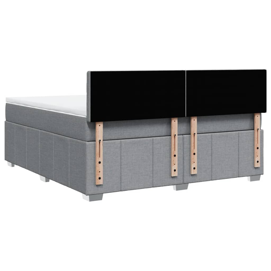 Κρεβάτι Boxspring με Στρώμα Ανοιχτό Γκρι 180x200 εκ. Υφασμάτινο - Pakobazaar