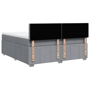 Κρεβάτι Boxspring με Στρώμα Ανοιχτό Γκρι 180x200 εκ. Υφασμάτινο - Pakobazaar
