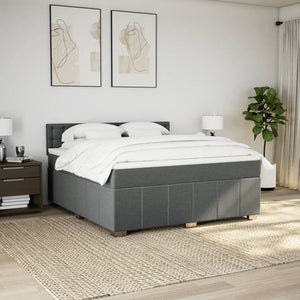 Κρεβάτι Boxspring με Στρώμα Σκούρο Γκρι 180x200 εκ Υφασμάτιν