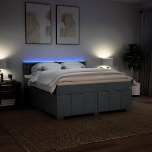 Κρεβάτι Boxspring με Στρώμα Σκούρο Γκρι 180x200 εκ Υφασμάτιν