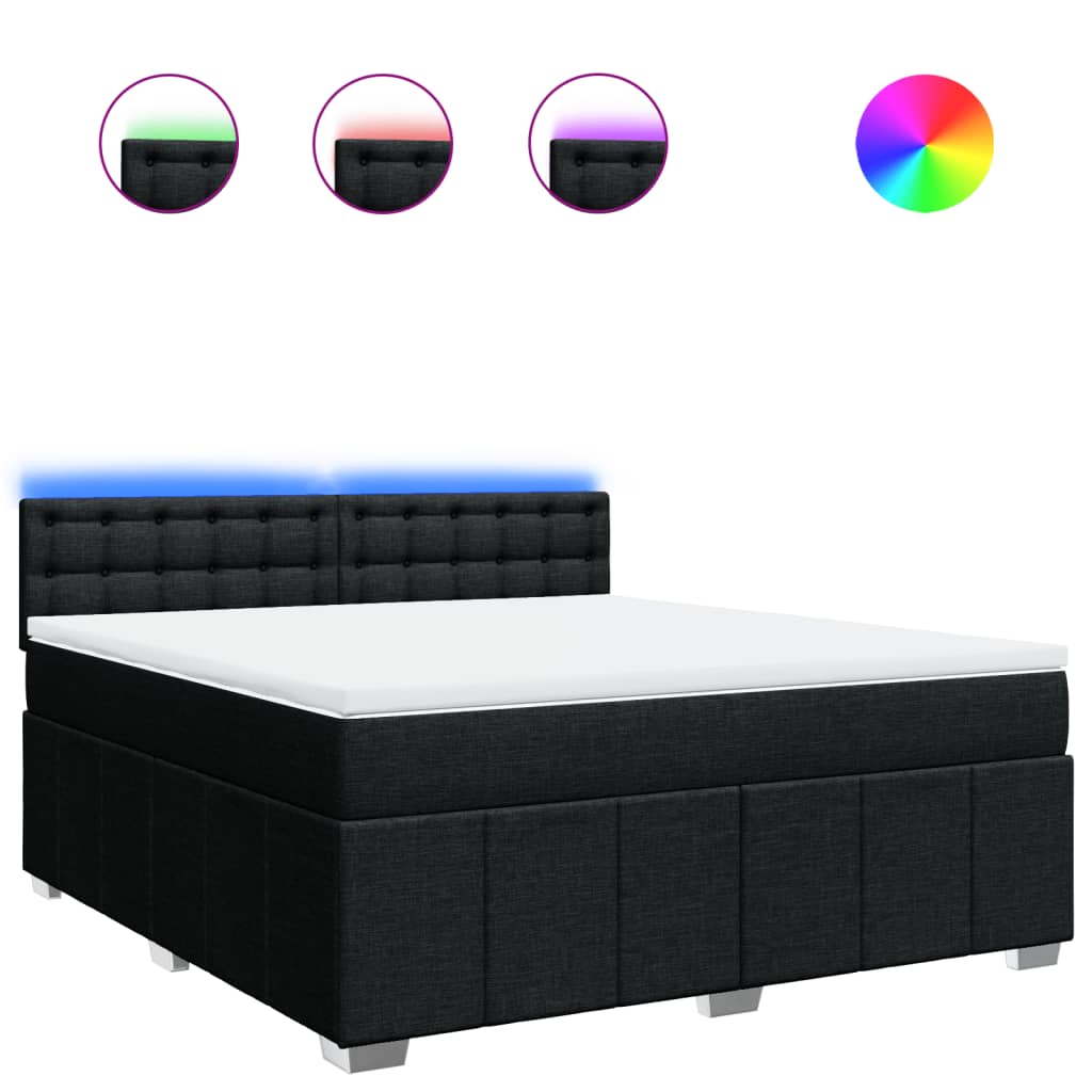 Κρεβάτι Boxspring με Στρώμα Μαύρο 180x200 εκ. Υφασμάτινο - Pakobazaar