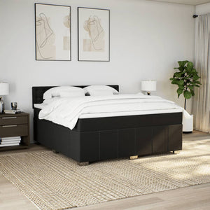 Κρεβάτι Boxspring με Στρώμα Μαύρο 180x200 εκ. Υφασμάτινο - Pakobazaar