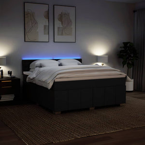 Κρεβάτι Boxspring με Στρώμα Μαύρο 180x200 εκ. Υφασμάτινο - Pakobazaar