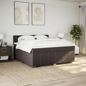 Κρεβάτι Boxspring με Στρώμα Σκούρο Καφέ 180x200 εκ Υφασμάτινο - Pakobazaar