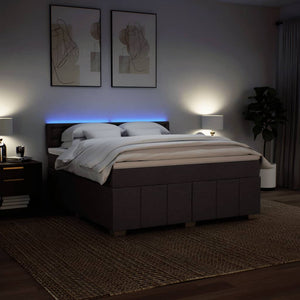 Κρεβάτι Boxspring με Στρώμα Σκούρο Καφέ 180x200 εκ Υφασμάτινο - Pakobazaar