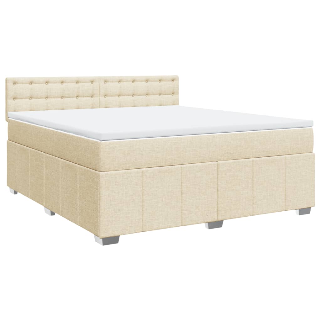 Κρεβάτι Boxspring με Στρώμα Κρεμ 180x200 εκ. Υφασμάτινο