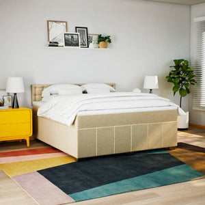 Κρεβάτι Boxspring με Στρώμα Κρεμ 180x200 εκ. Υφασμάτινο