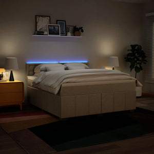 Κρεβάτι Boxspring με Στρώμα Κρεμ 180x200 εκ. Υφασμάτινο