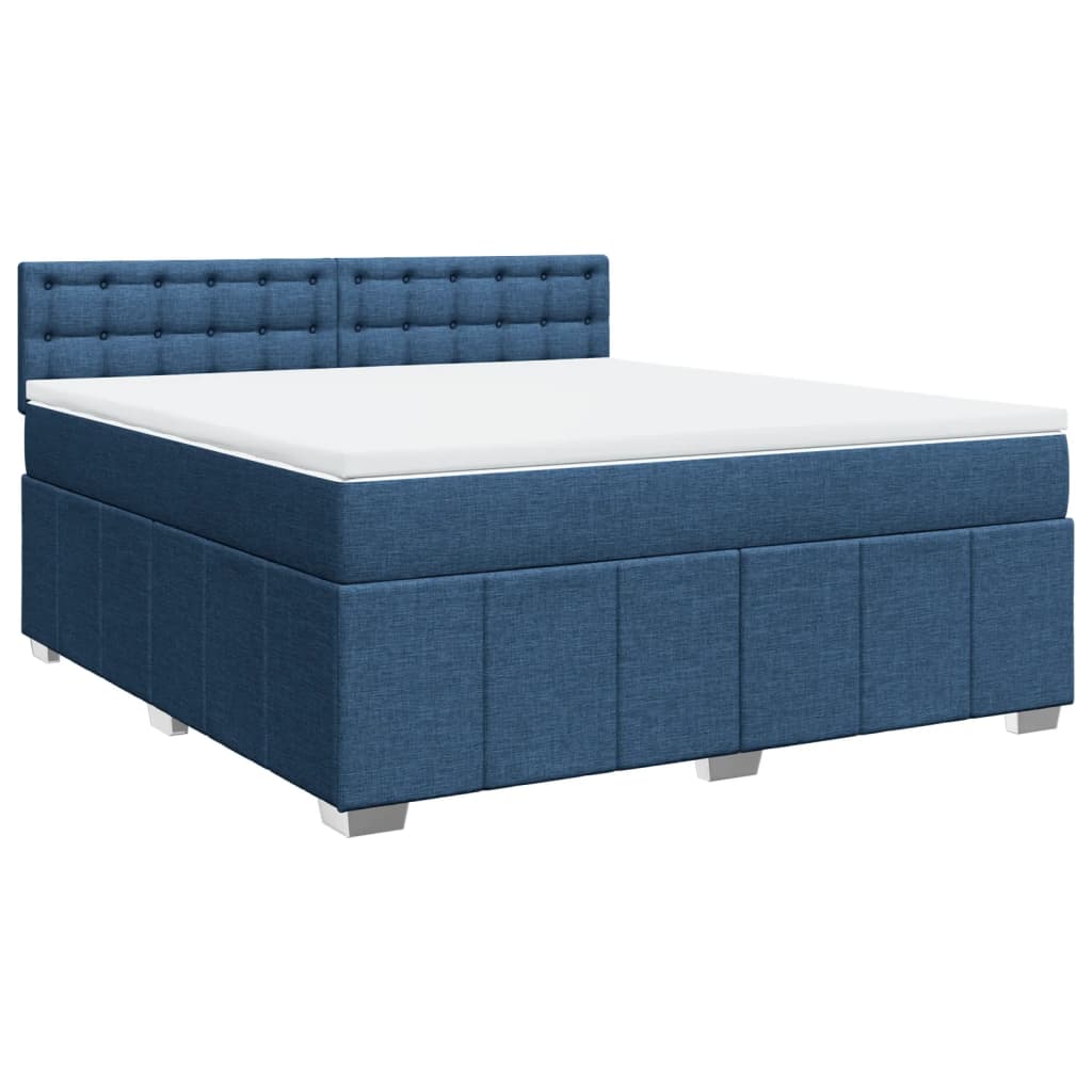 Κρεβάτι Boxspring με Στρώμα Μπλε 180x200 εκ. Υφασμάτινο - Pakobazaar