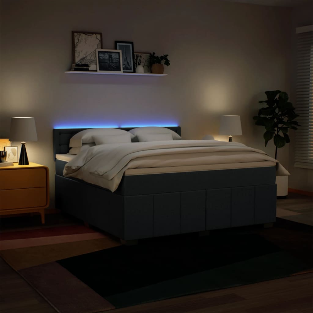 Κρεβάτι Boxspring με Στρώμα Μπλε 180x200 εκ. Υφασμάτινο - Pakobazaar