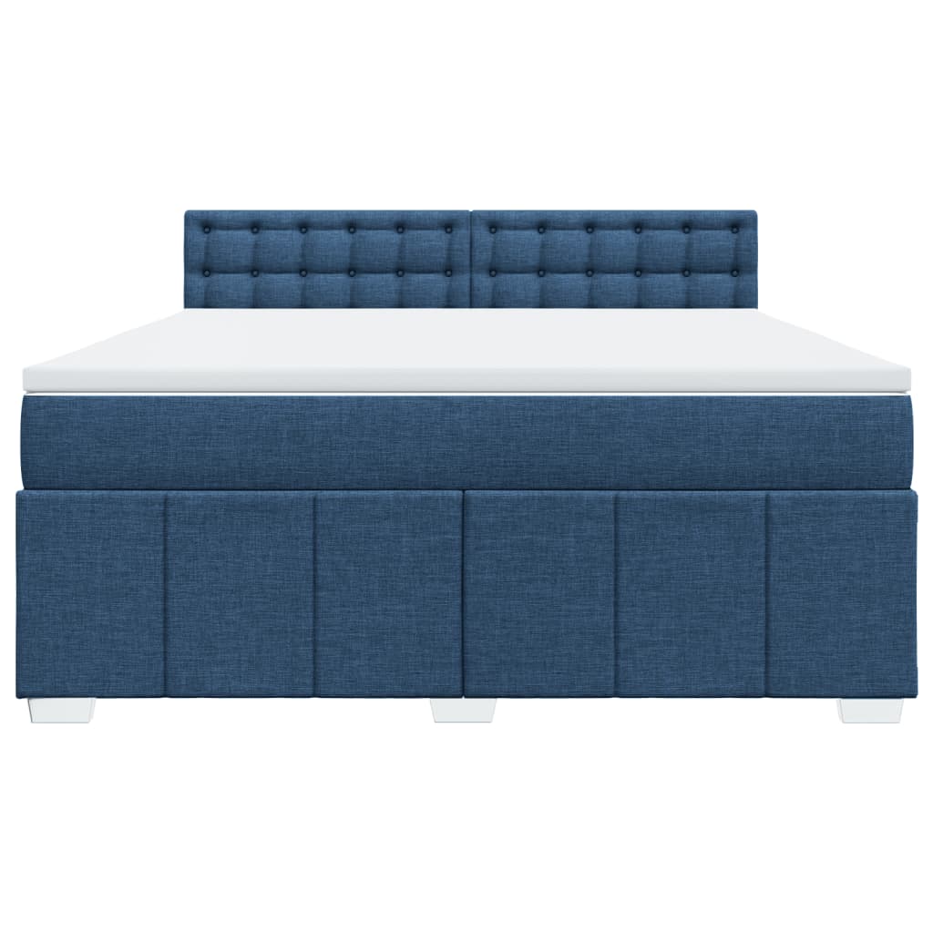 Κρεβάτι Boxspring με Στρώμα Μπλε 180x200 εκ. Υφασμάτινο - Pakobazaar