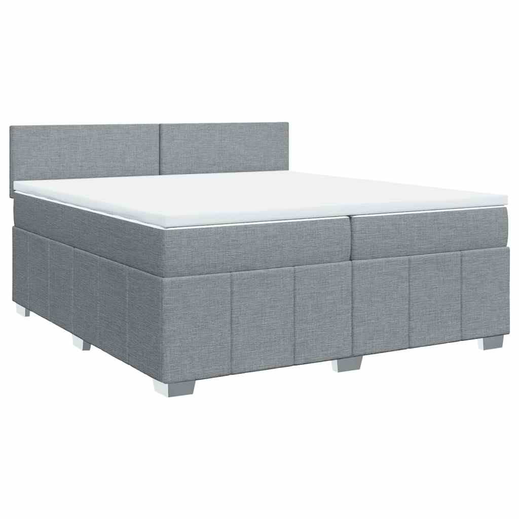 Κρεβάτι Boxspring με Στρώμα Ανοιχτό Γκρι 200x200 εκ. Υφασμάτινο