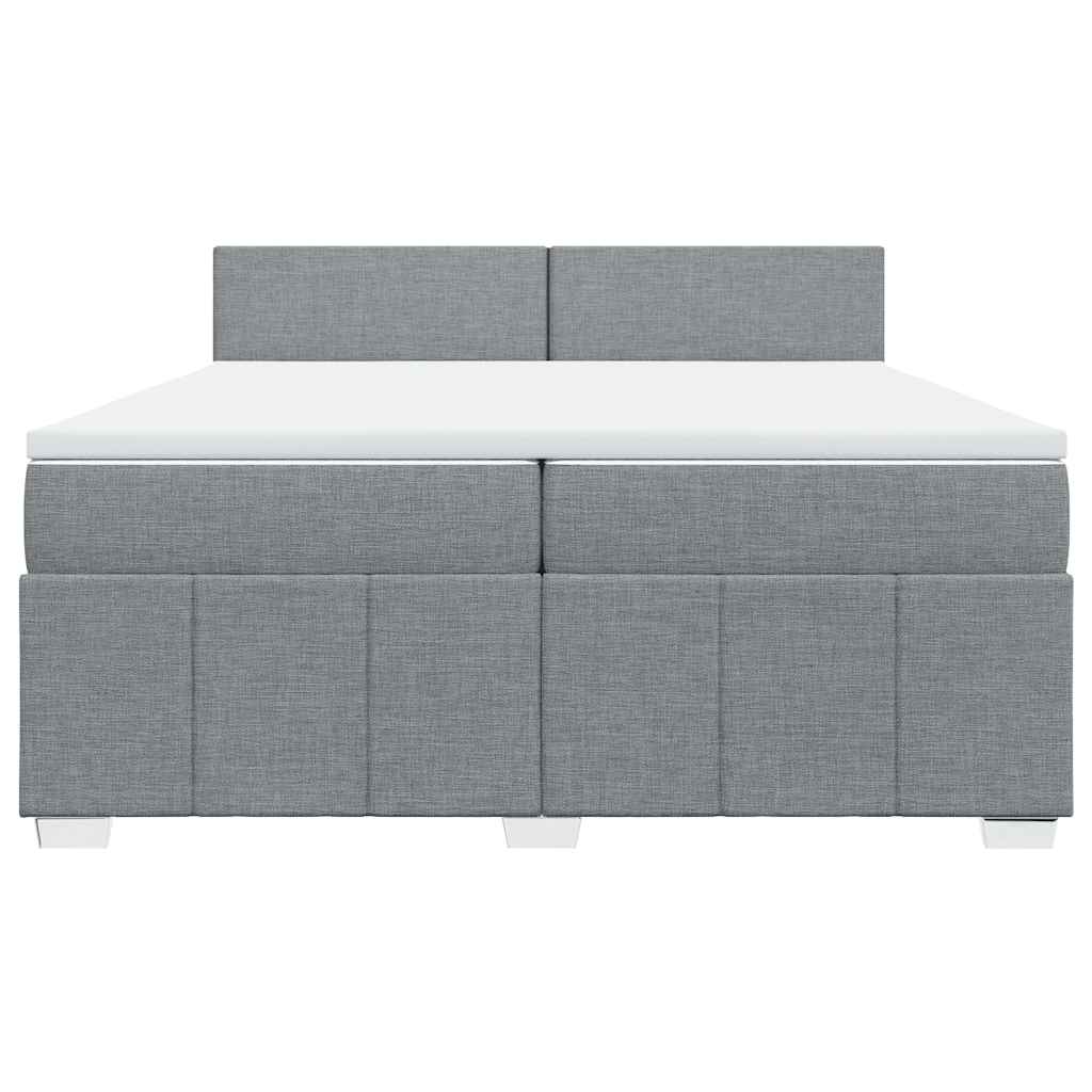 Κρεβάτι Boxspring με Στρώμα Ανοιχτό Γκρι 200x200 εκ. Υφασμάτινο