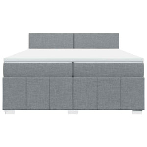 Κρεβάτι Boxspring με Στρώμα Ανοιχτό Γκρι 200x200 εκ. Υφασμάτινο