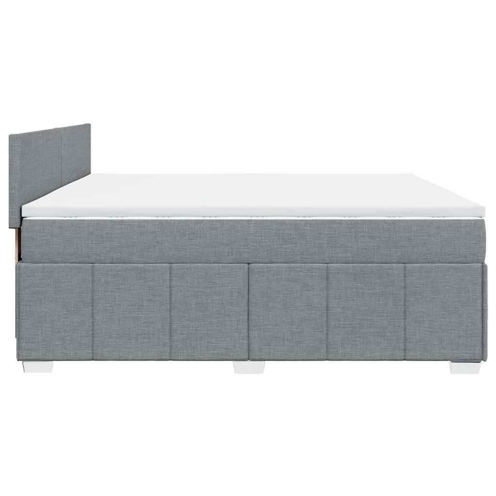 Κρεβάτι Boxspring με Στρώμα Ανοιχτό Γκρι 200x200 εκ. Υφασμάτινο