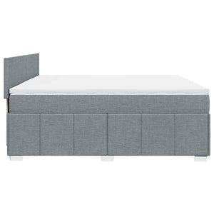 Κρεβάτι Boxspring με Στρώμα Ανοιχτό Γκρι 200x200 εκ. Υφασμάτινο