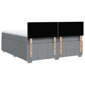 Κρεβάτι Boxspring με Στρώμα Ανοιχτό Γκρι 200x200 εκ. Υφασμάτινο