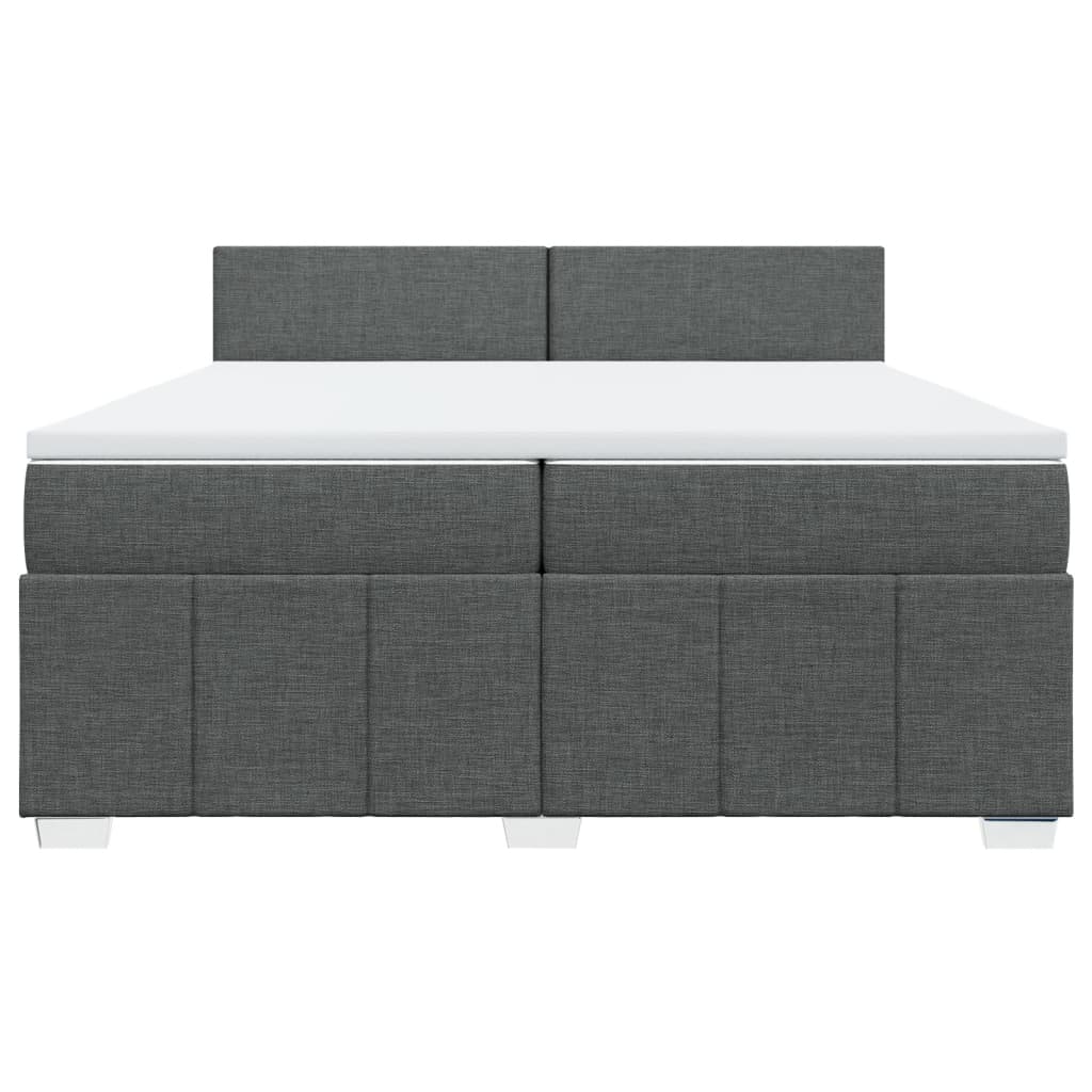 Κρεβάτι Boxspring με Στρώμα Σκούρο Γκρι 200x200 εκ. Υφασμάτινο - Pakobazaar