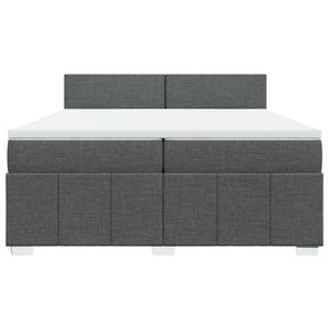 Κρεβάτι Boxspring με Στρώμα Σκούρο Γκρι 200x200 εκ. Υφασμάτινο - Pakobazaar